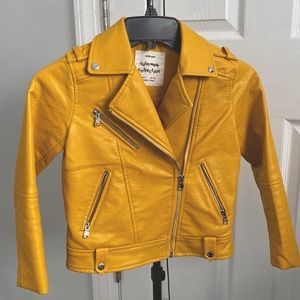 Zara Moto Jacket Faux Leather Mustard Color Size 7